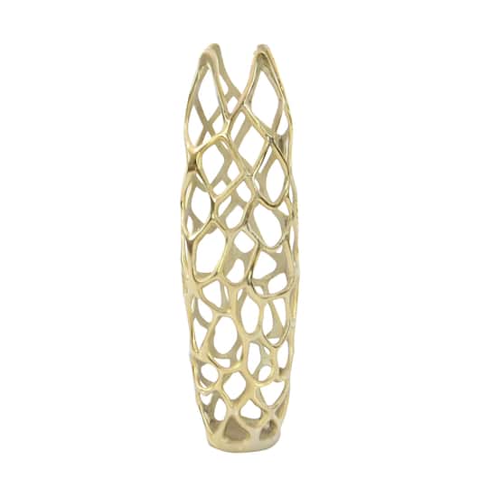 27" Gold Aluminum Contemporary Vase